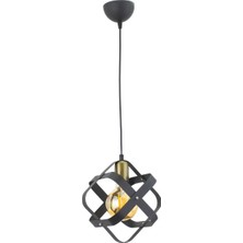 Lambadar Tekli Siyah Ferforje Model Retro Rustik Sarkıt Avize