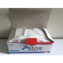 Atos Düz ve Esnek Lastikli Nonwoven Kumaşlı Ultrasonik Dikişli 3 Katlı Cerrahi Maske 50 Adet