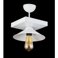 Lambadar Retro Rustik Model Metal Tekli Beyaz Profonyer Avize