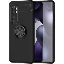 Case 4U Xiaomi Mi Note 10 Lite Kılıf Autofocus Shockprof Ravel Yüzüklü Standlı Slikon Kapak Siyah