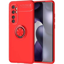 Case 4U Xiaomi Mi Note 10 Lite Kılıf Autofocus Shockprof Ravel Yüzüklü Standlı Slikon Kapak Kırmızı