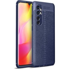 Case 4U Xiaomi Mi Note 10 Lite Kılıf Rugan Armor Deri Görünümlü Yüksek Kalite Silikon Niss Lacivert