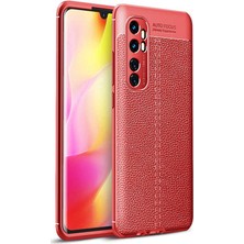 Case 4U Xiaomi Mi Note 10 Lite Kılıf Rugan Armor Deri Görünümlü Yüksek Kalite Silikon Niss Kırmızı