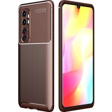 Case 4U Xiaomi Mi Note 10 Lite Kılıf Rugged Armor Karbon Desenli Lüx Negro Silikon Arka Kapak Kahverengi