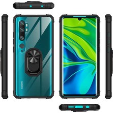 Case 4U Xiaomi Mi Note 10 Lite Kılıf Armor Serisi Manyetik Yüzüklü Renkli Köşe Korumalı Şeffaf Silikon Mola Lacivert