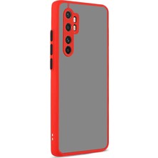 Case 4U Xiaomi Mi Note 10 Lite Kılıf Kamera Korumalı Mat Renkli Buzlu Hux Silikon Kırmızı