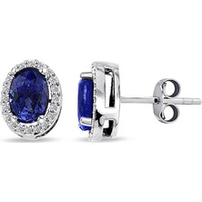 Lilarote Pırlanta Safir Taşlı Küpe