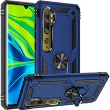 Case 4U Xiaomi Mi Note 10 Lite Kılıf Çift Katmanlı Yüzüklü Manyetik Vega Kapak Lacivert