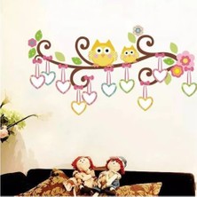 Cosy Home Gift Bebek Çocuk Odası Renkli Baykuş Ağacı Resim Albüm Sticker Pvc Duvar Süsü