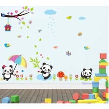 Cosy Home Gift Çocuk Bebek Odası Sevimli Panda Aialesi Orman Sticker Pvc Duvar Süsü