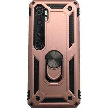 Case 4U Xiaomi Mi Note 10 Lite Kılıf Çift Katmanlı Yüzüklü Manyetik Vega Kapak Rose Gold