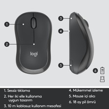 Logitech MK295 Sessiz Kablosuz Türkçe Klavye Mouse Seti - Siyah