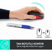 Logitech M191 Büyük Boy USB Alıcılı 1.000 DPI Kablosuz Mouse - Kırmızı