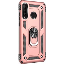 Microsonic Huawei P40 Lite E Kılıf Military Ring Holder Rose Gold