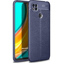 Microsonic Xiaomi Redmi 9c Kılıf Deri Dokulu Silikon Lacivert