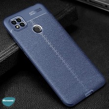 Microsonic Xiaomi Redmi 9c Kılıf Deri Dokulu Silikon Lacivert