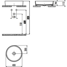 CREAVİT LP140 Loop Tezgah üstü Yuvarlak Çanak Lavabo Ø40 cm