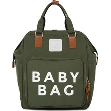 Bagmori Haki Baby Bag Baskılı Cepli Anne Bebek Bakım Sırt Çantası