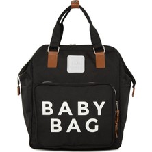 Bagmori Siyah Baby Bag Baskılı Cepli Anne Bebek Bakım Sırt Çantası