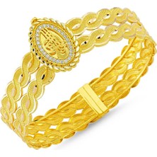 Sembol Gold Altın Burgu Kelepçe İki Sıralı Oval Tuğralı