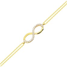 Sembol Gold Altın Zincir Sonsuzluk Bileklik 14K Gold Taşlı