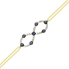 Sembol Gold Altın Zincir Sonsuzluk Bileklik 14K Gold  Gözlü