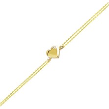 Sembol Gold Altın Zincir Kalp Bileklik 14K Gold Taşlı