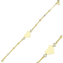 Sembol Gold Kalp'li Plaka Altın Bileklik 14K Gold Dorikalı İsim Yazılır