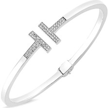 Sembol Gold Beyaz Altın Kelepçe Eklem Tasarım 14K Gold