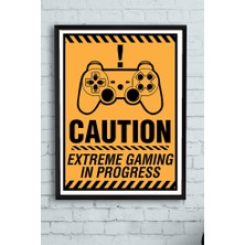Postermanya Oyun Devam Ediyor Gamer Çerçeveli Tablo  21 x 30 cm