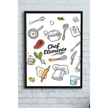 Postermanya Aşçı Malzemeleri Mutfak Çerçeveli Tablo  21 x 30 cm