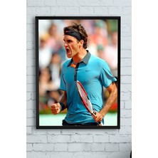 Postermanya Roger Federer Çerçeveli Tablo 5  40 x 50 cm