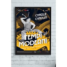 Postermanya Modern Times-Asri Zamanlar Charlie Chaplin Film Afişi Çerçeveli Tablo 2  21 x 30 cm