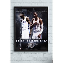Postermanya Okc Thunder Basketbol Çerçeveli Tablo  21 x 30 cm