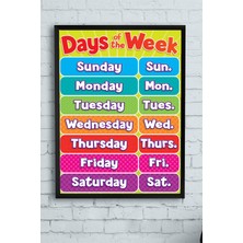 Postermanya İngilizce Günler Eğitim Çerçeveli Tablo  21 x 30 cm