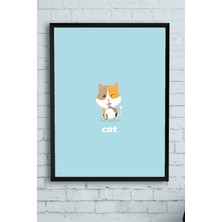 Postermanya Küçük Kedi Çocuk Odası Çerçeveli Tablo  21 x 30 cm