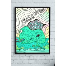 Postermanya Yeşil Kurbağa Hayvan Çerçeveli Tablo  21 x 30 cm