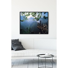 Postermanya Yeşil Dağ Manzara Çerçeveli Tablo  21 x 30 cm