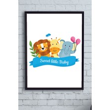 Postermanya Sevimli Hayvanlar Çocuk Odası Çerçeveli Tablo  21 x 30 cm