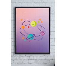 Postermanya Uzay Temalı Çocuk Odası Çerçeveli Tablo  21 x 30 cm