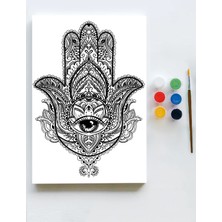 Postermanya Fatmanın Eli Mandala Tuval Kanvas Tablo Boyama Hobi Seti  70 x 100 cm   Büyük+ Boy