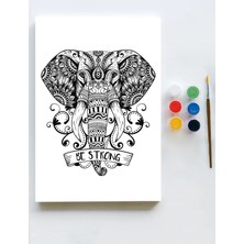 Postermanya Fil Mandala Tuval Kanvas Tablo Boyama Hobi Seti  50 x 70 cm