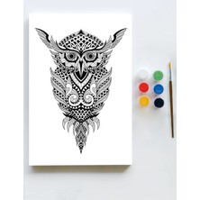 Postermanya Baykuş Mandala Tuval Kanvas Tablo Boyama Hobi Seti  35 x 50 cm