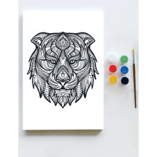 Postermanya Aslan Mandala Tuval Kanvas Tablo Boyama Hobi Seti  30 x 40 cm