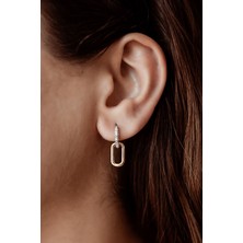 Semiz Kuyumculuk Oval Taşlı Şık Altın Küpe