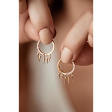 Semiz Kuyumculuk Sarkıt Taşlı Rose Altın Küpe