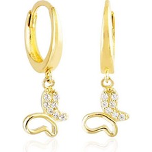 Sembol Gold Kelebek Altın Sallantılı Küpe 14K Gold