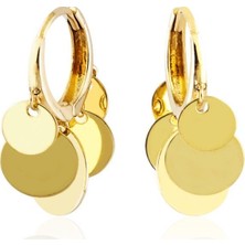 Sembol Gold Pullu Altın Küpe Shakira Tasarım Taşsız