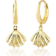 Sembol Gold İstiridye Altın Küpe Sallantılı