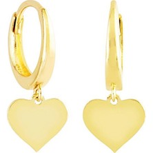 Sembol Gold Sallantılı Altın Kalp Küpe 14K Gold Taşsız